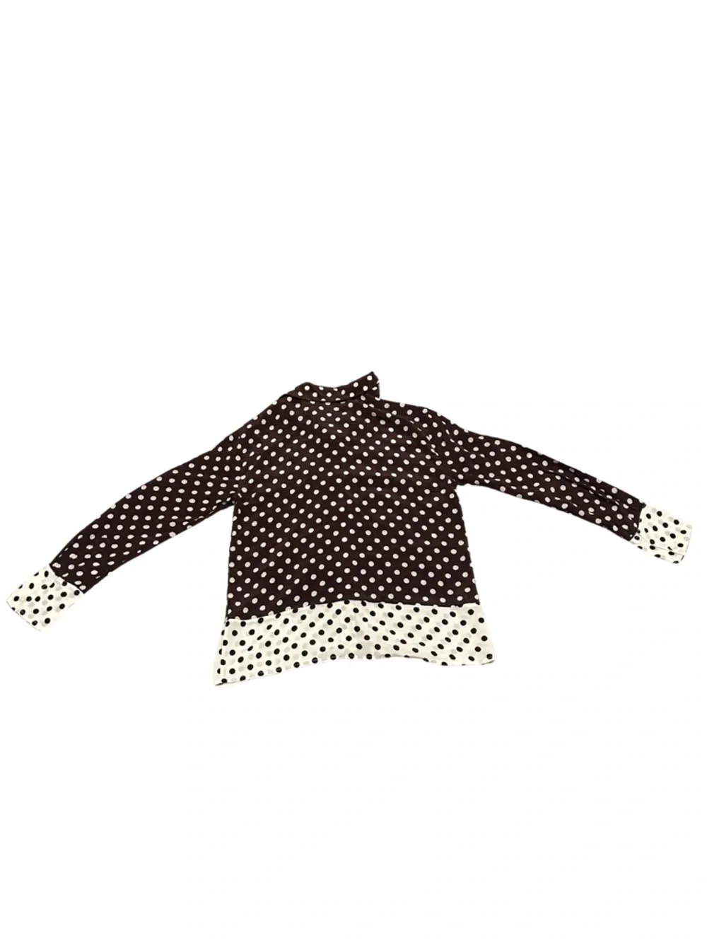 J.Crew Silk Contrast Polka Dot Button Down Shirt | Brown/Cream | Size XS